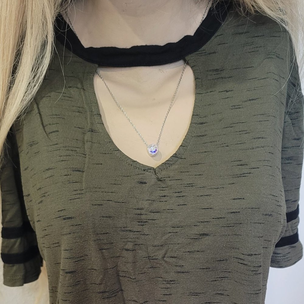 Olive keyhole jersey shirt